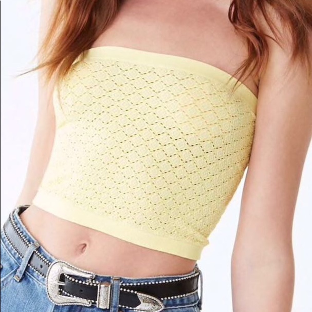 Yellow tube top with cutouts